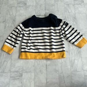 Week-end a la Mer Baby Boy’s Yellow, White & Navy Breton Striped Cotton Sweater